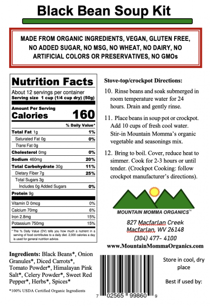 Black Bean (Regular) Back Label