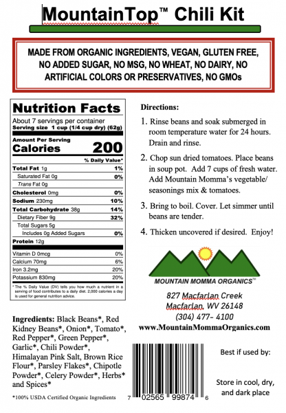 Chili Kit - Back Label