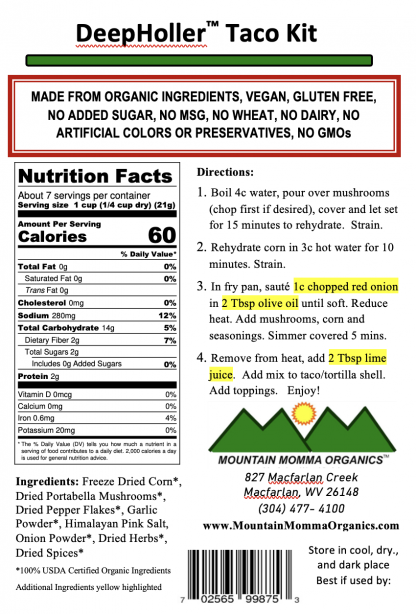 Taco Kit - Back Label