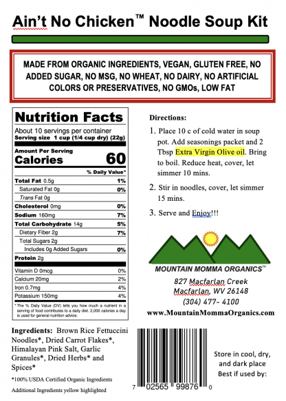 Chicken Noodle Soup - Back Label