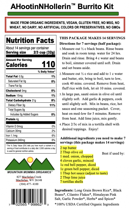 Burrito Kit - Back Label